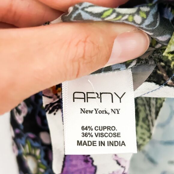 APNY Button Up Silky Blouse with Roll Up Sleeve Paisley Patchwork New Size Mediu - Picture 10 of 10